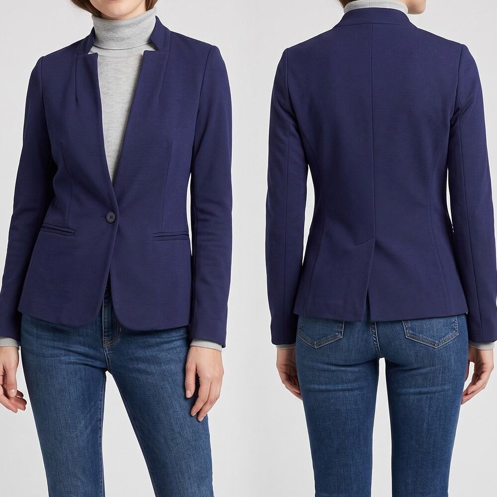 Banana Republic Factory Womens XS Navy Blue One Button Blazer